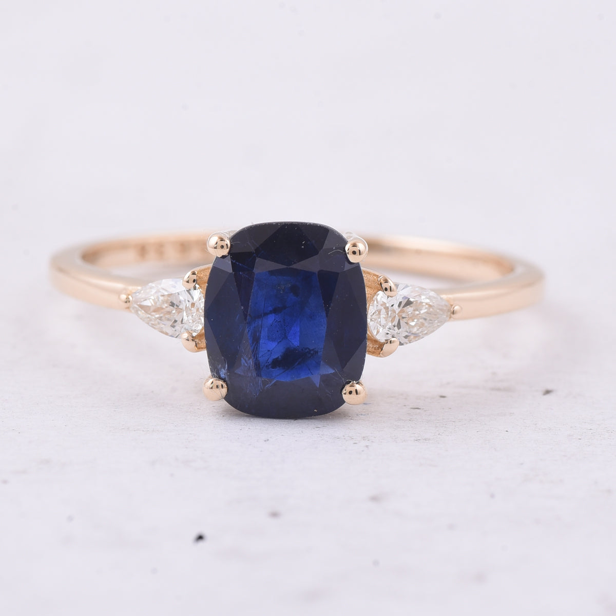 1.74 Ct Cushion Natural Sapphire 14K Gold Ring