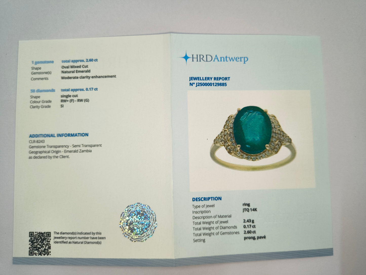 2.77 Ct Oval Natural Emerald 14K Gold Ring