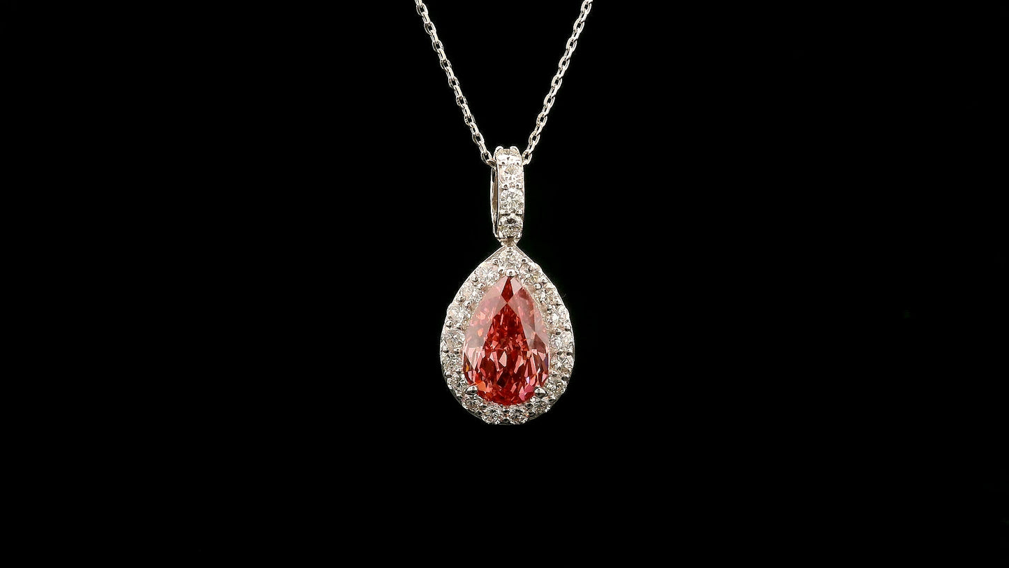 2.50 Carats Pink Lab Grown Diamond 14K Gold Pendant