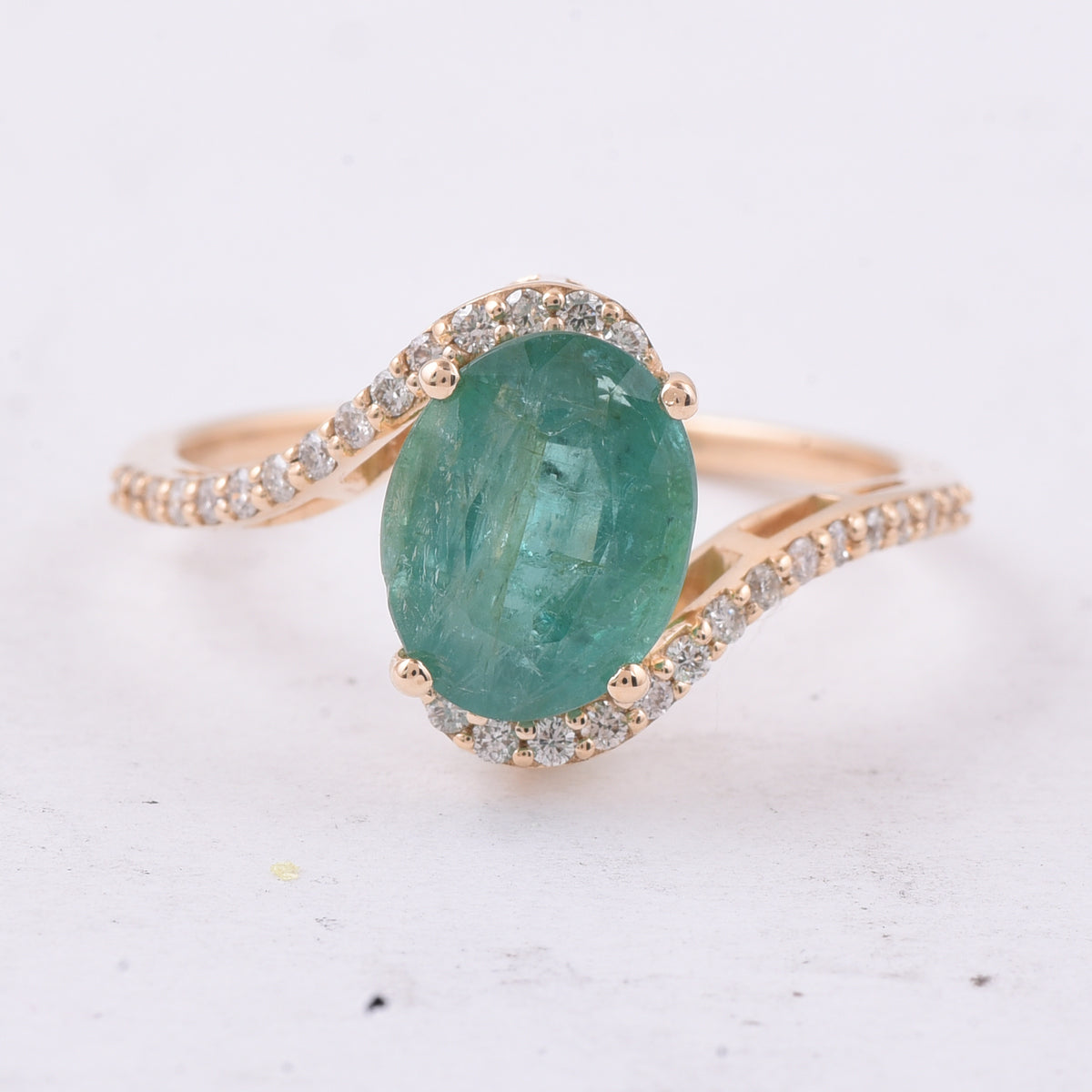 2.01 Ct Oval Natural Emerald 14K Gold Ring
