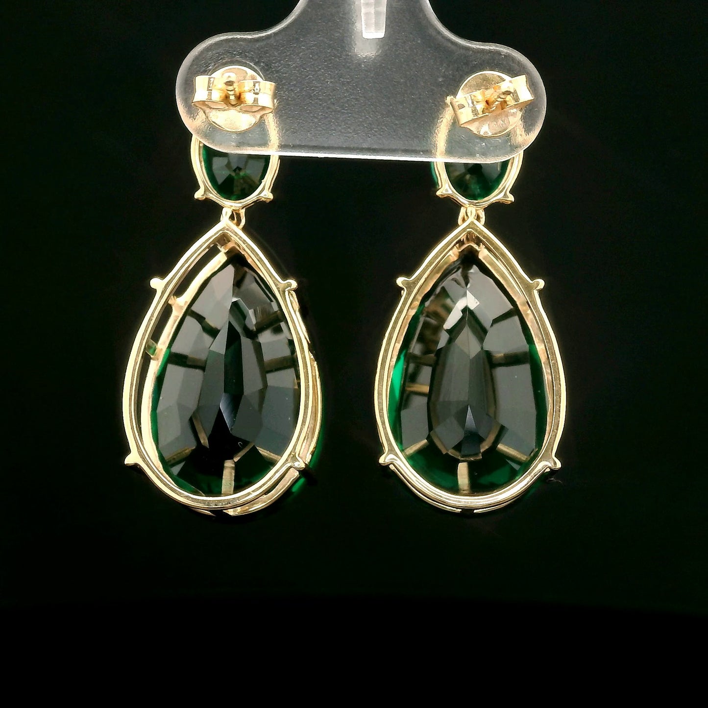 25.12 Ct Fancy Mixed Cut Lab Grown Emerald 14K Gold Earrings