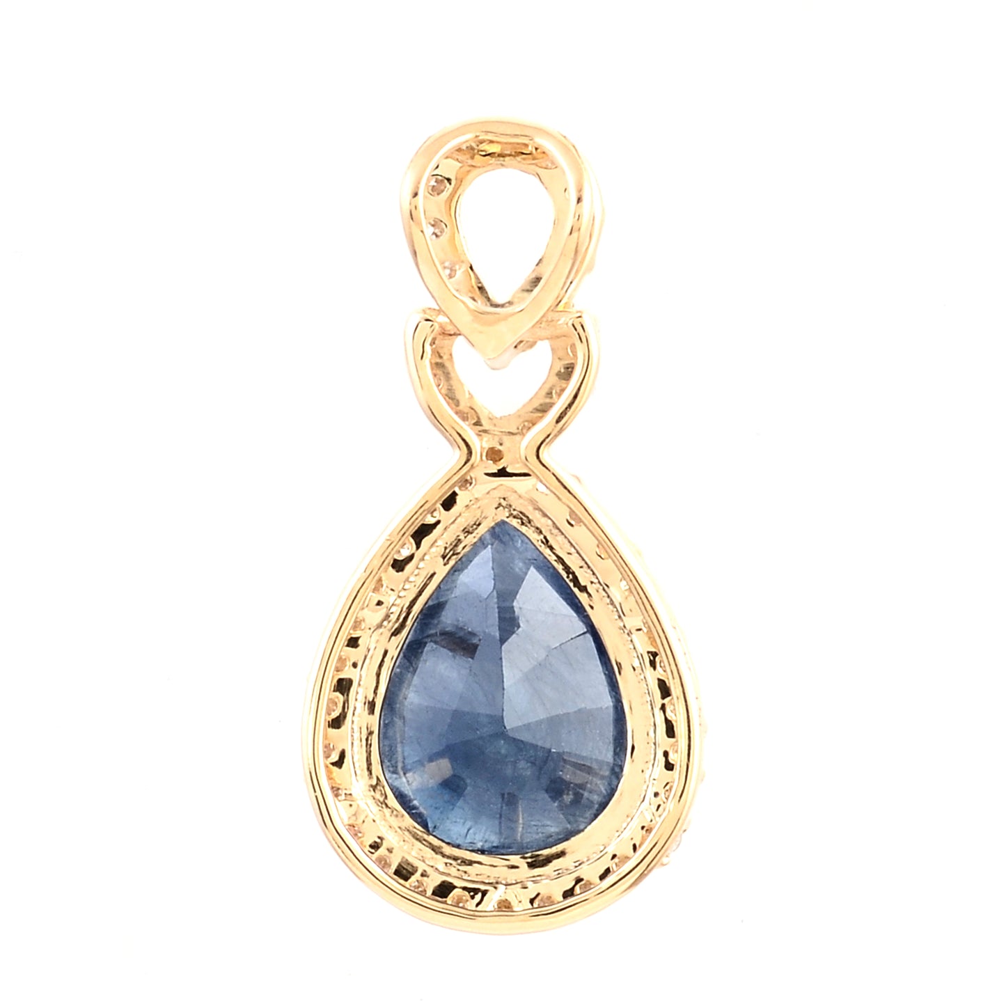 2.08 Ct Pear Mixed Cut Natural Corundum Sapphire 14K Gold Pendant