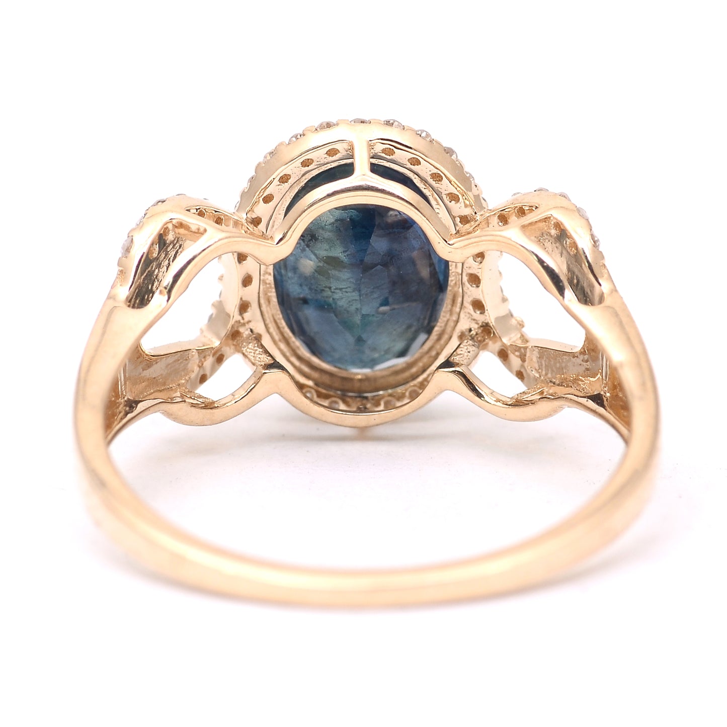 3.22 Ct Oval Mixed Cut Natural Sapphire 14K Gold Ring