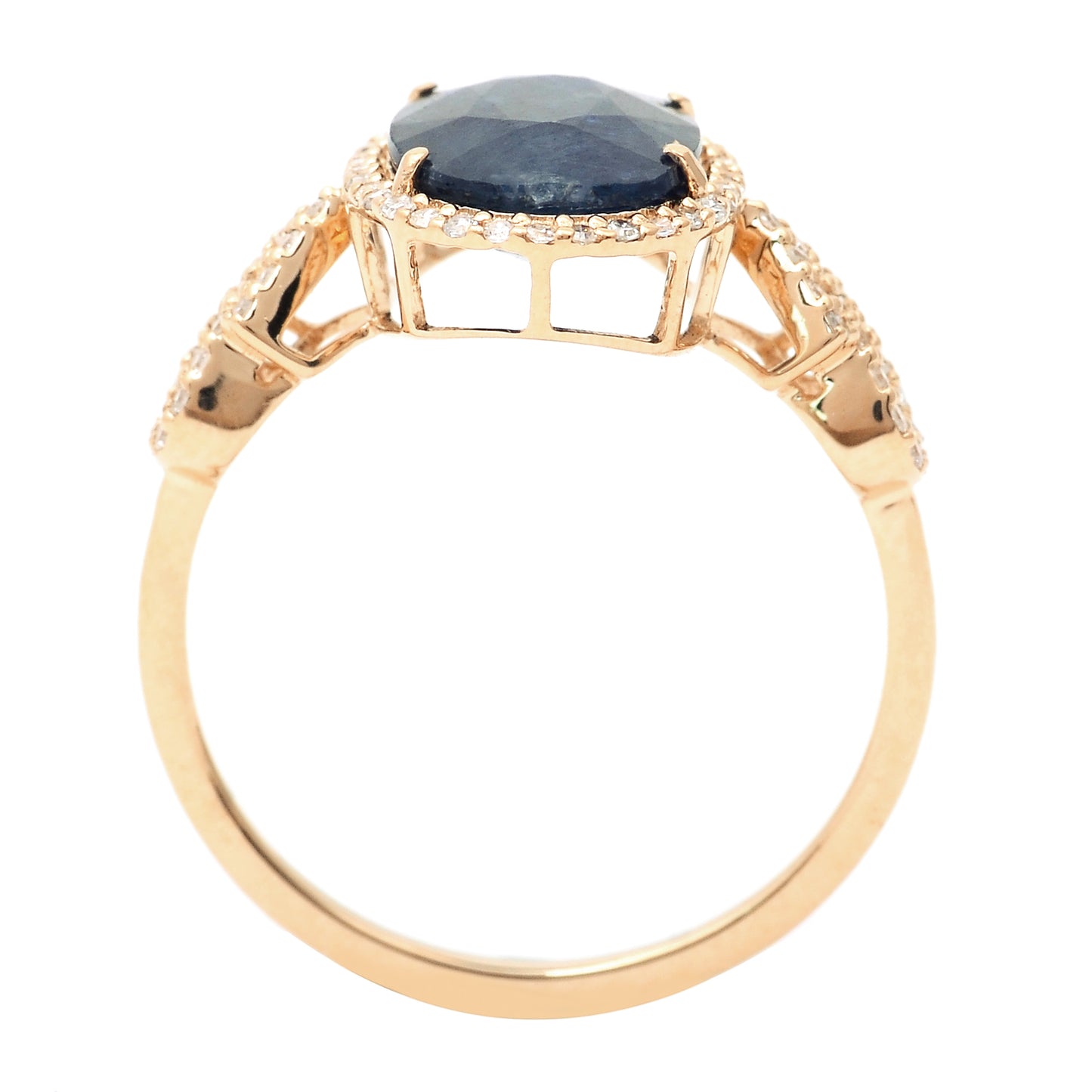 3.46 Ct Oval Mixed Cut Natural Sapphire 14K Gold Ring