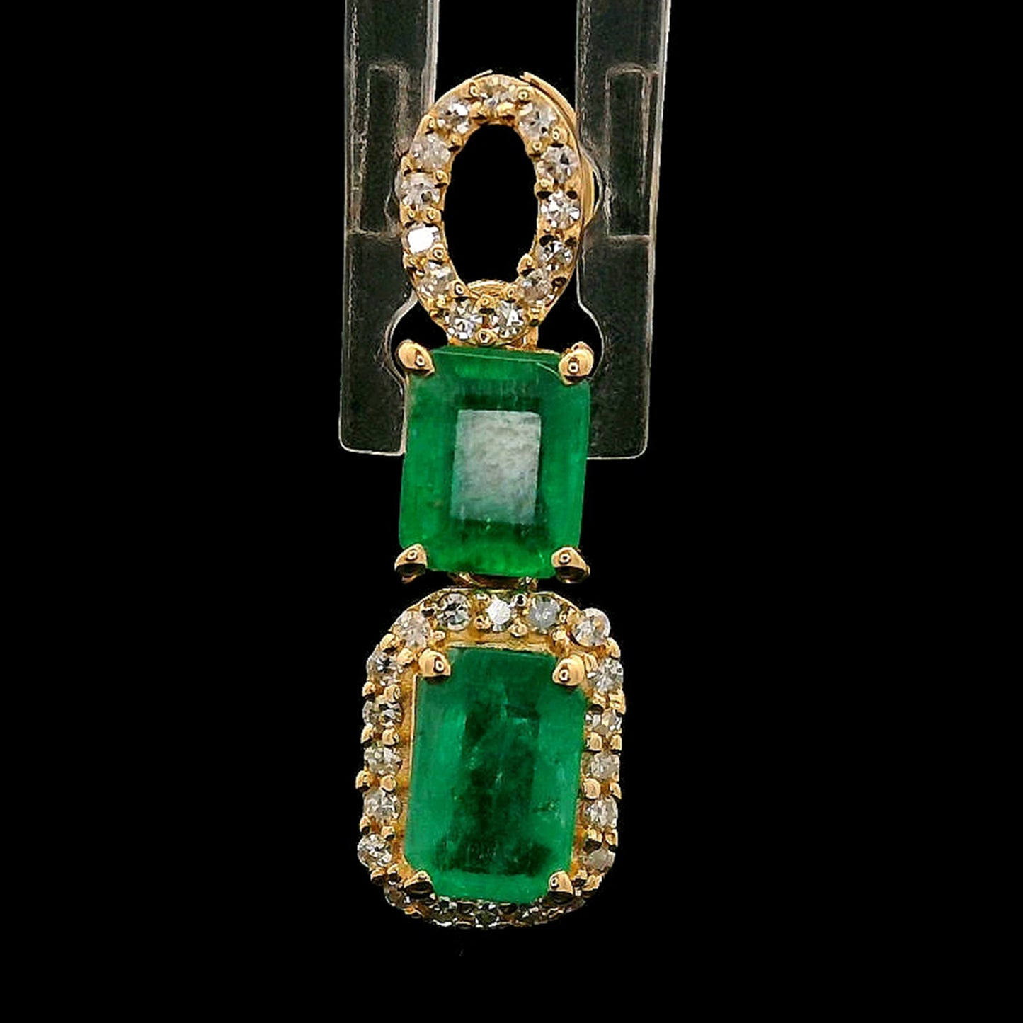 1.08 Ct Octagon Step Cut Natural Emerald 14K Gold Pendant