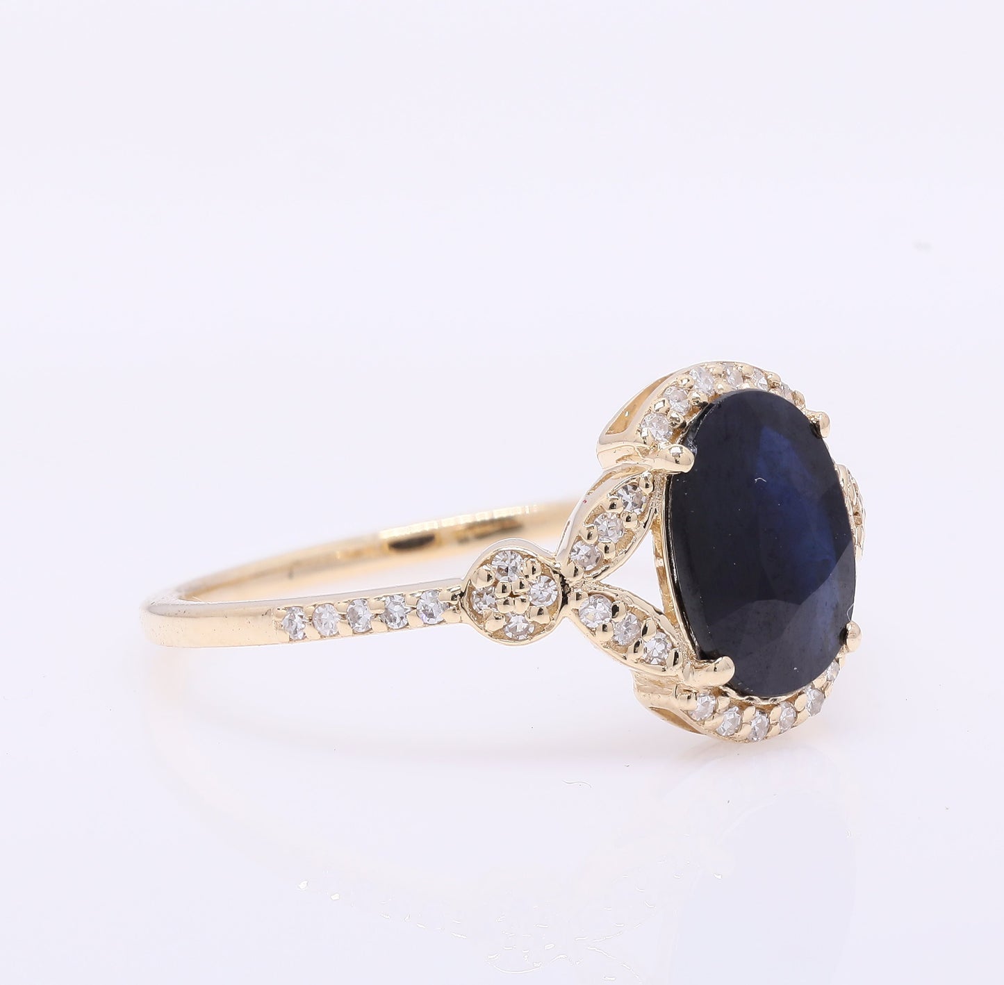 1.42 Ct Oval Mixed Cut Natural Sapphire 14K Gold Ring