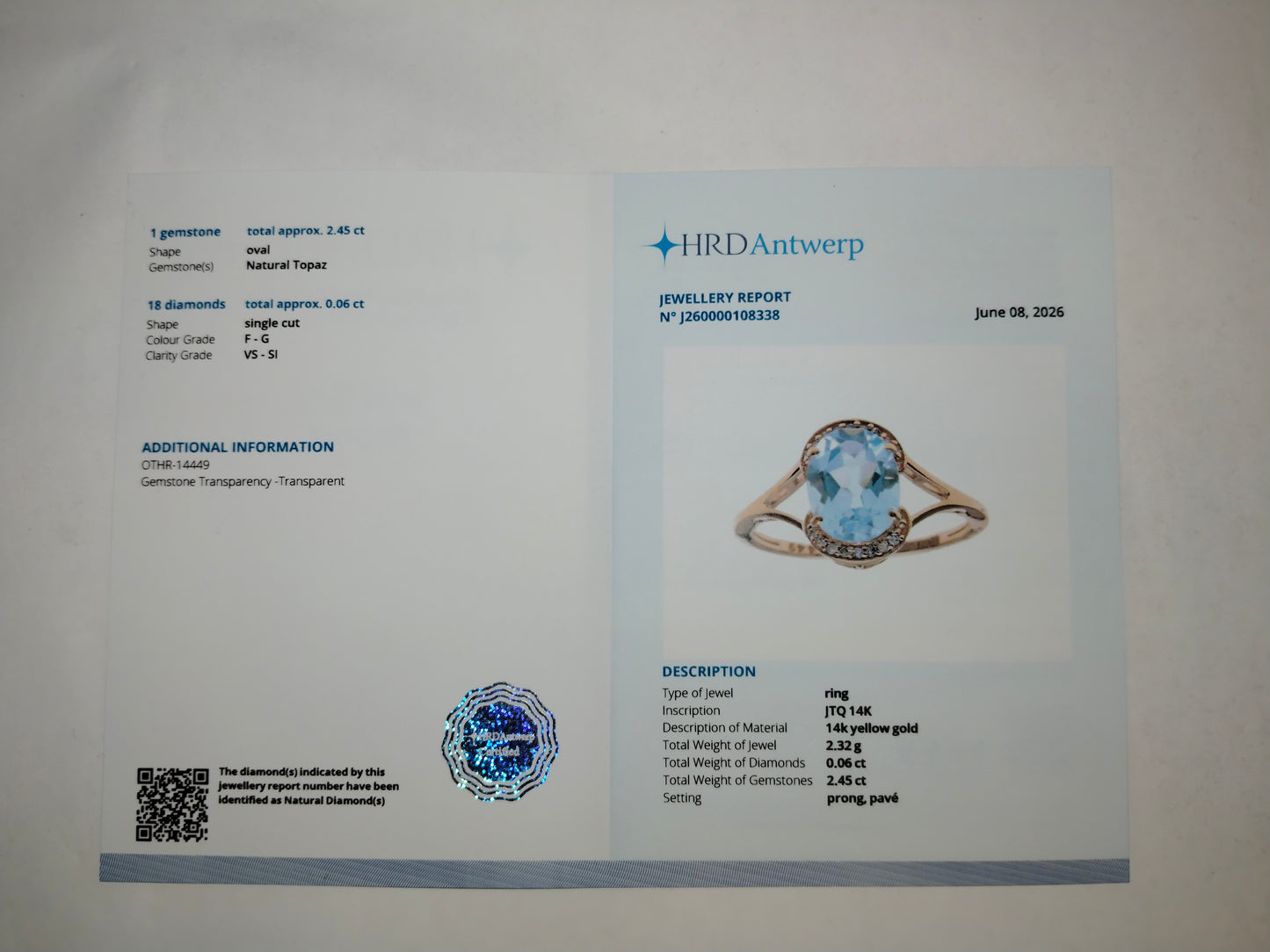 2.51 Ct Oval Mixed Cut Natural Topaz 14K Gold Ring