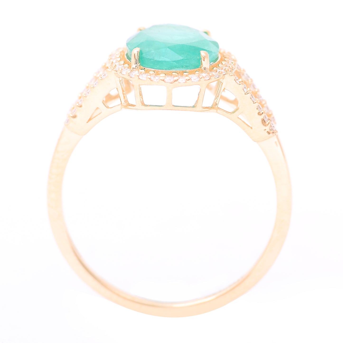 2.00 Ct Oval Mixed Cut Natural Emerald 14K Gold Ring