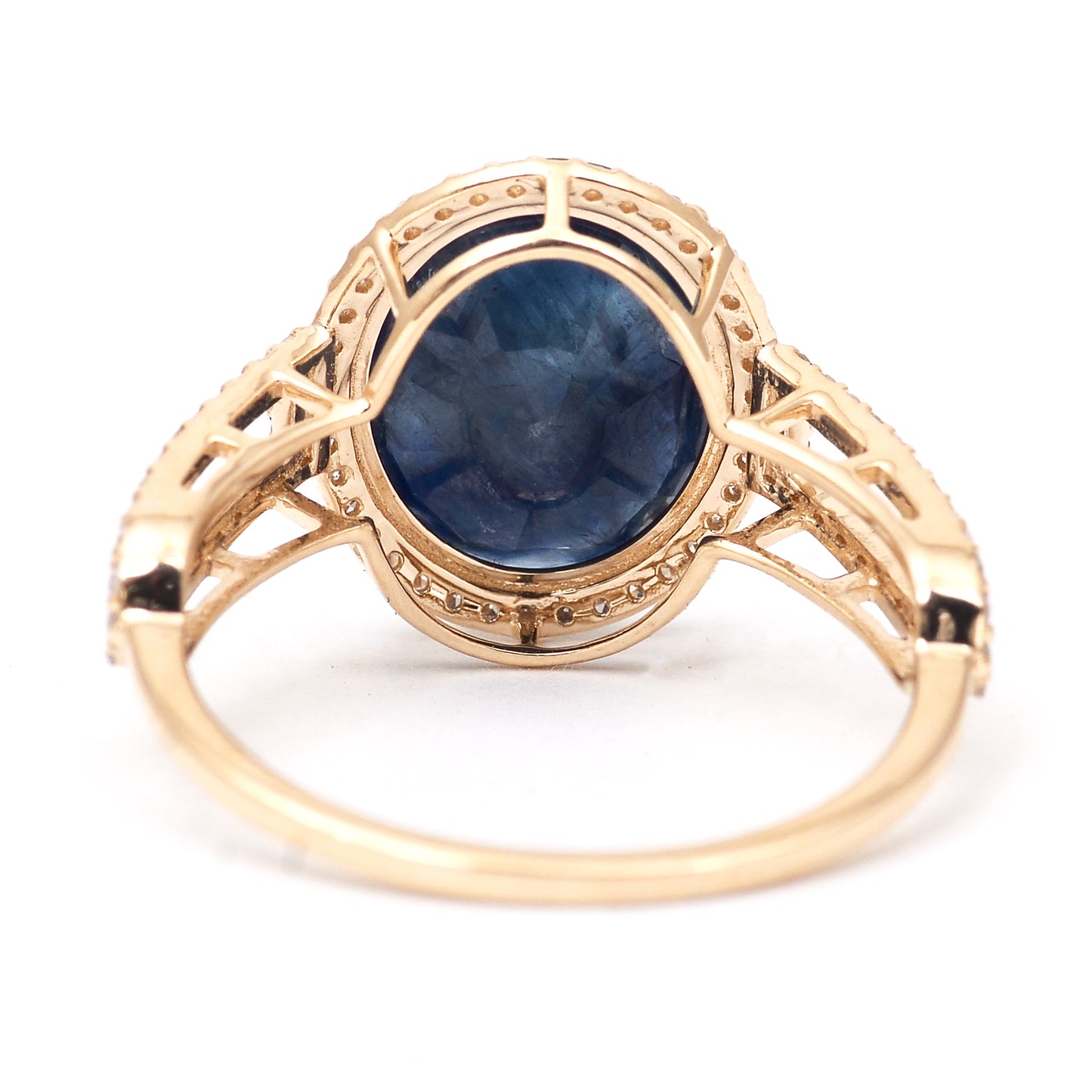5.17 Ct Oval Mixed Cut Natural Sapphire 14K Gold Ring