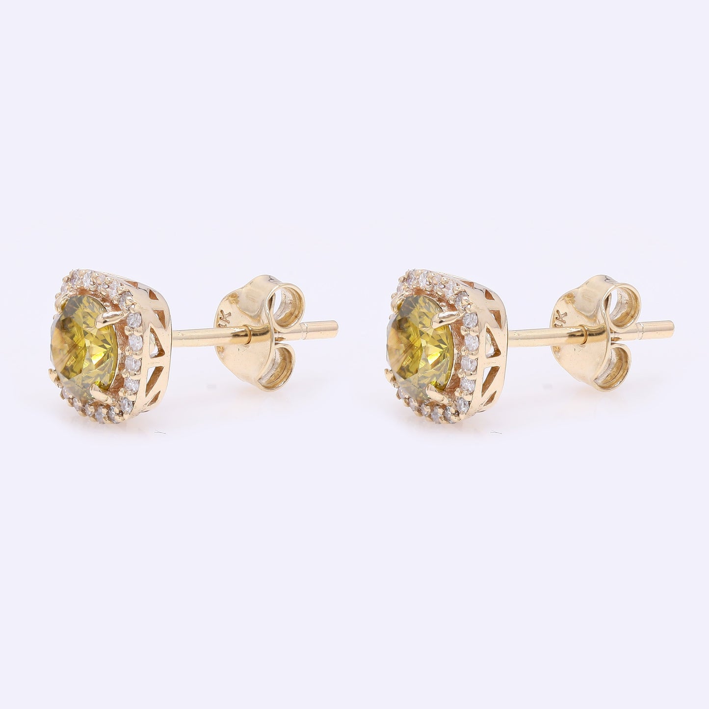 1.13 Ct Round Yellow Diamond 14K Gold Earrings