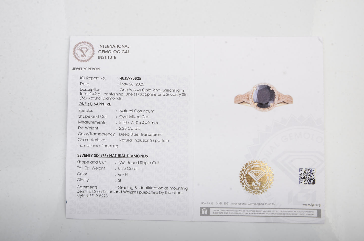 2.50 Ct Oval Mixed Cut Natural Corundum Sapphire 14K Gold Ring