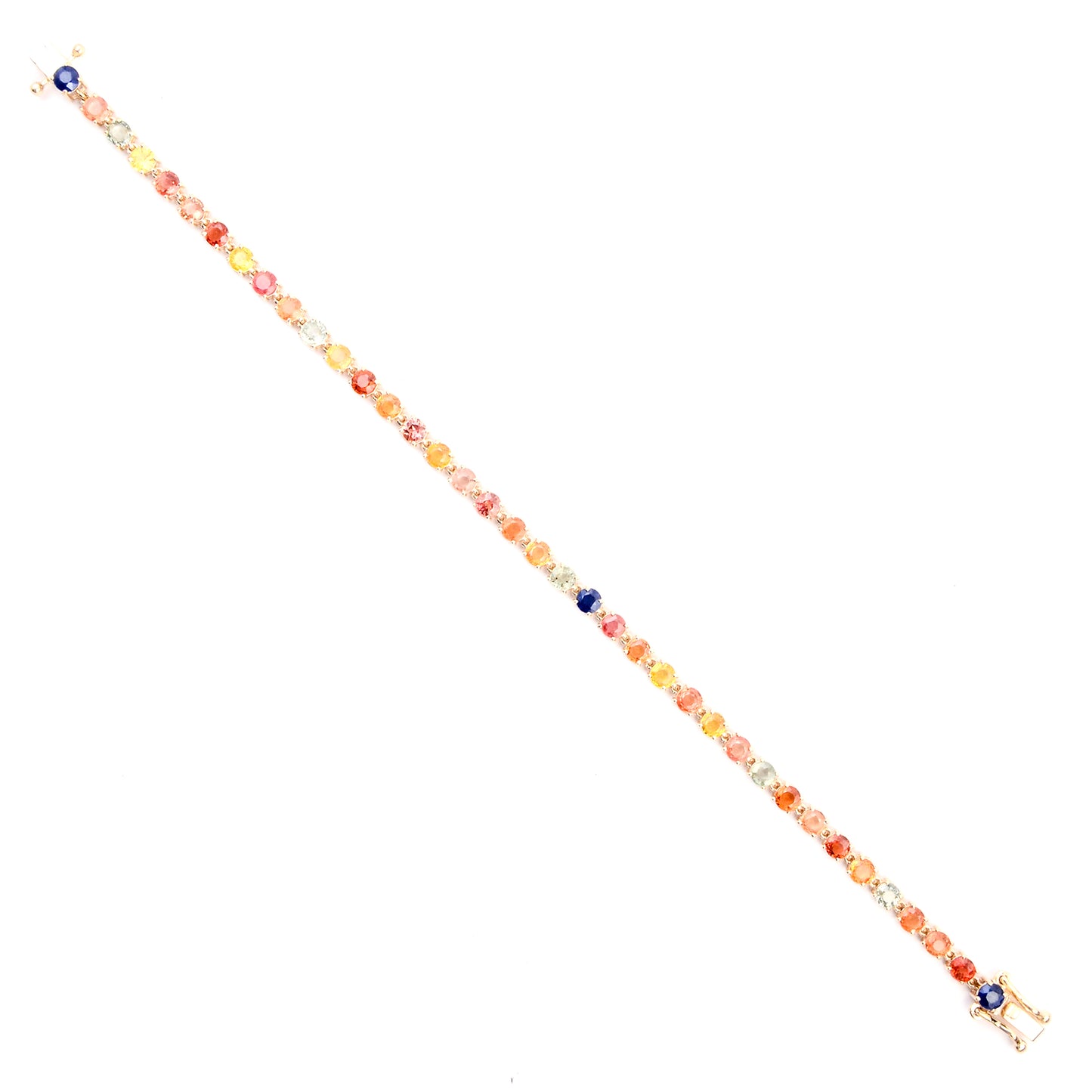 7.03 Ct Round Multi Sapphire 14K Gold Braclet