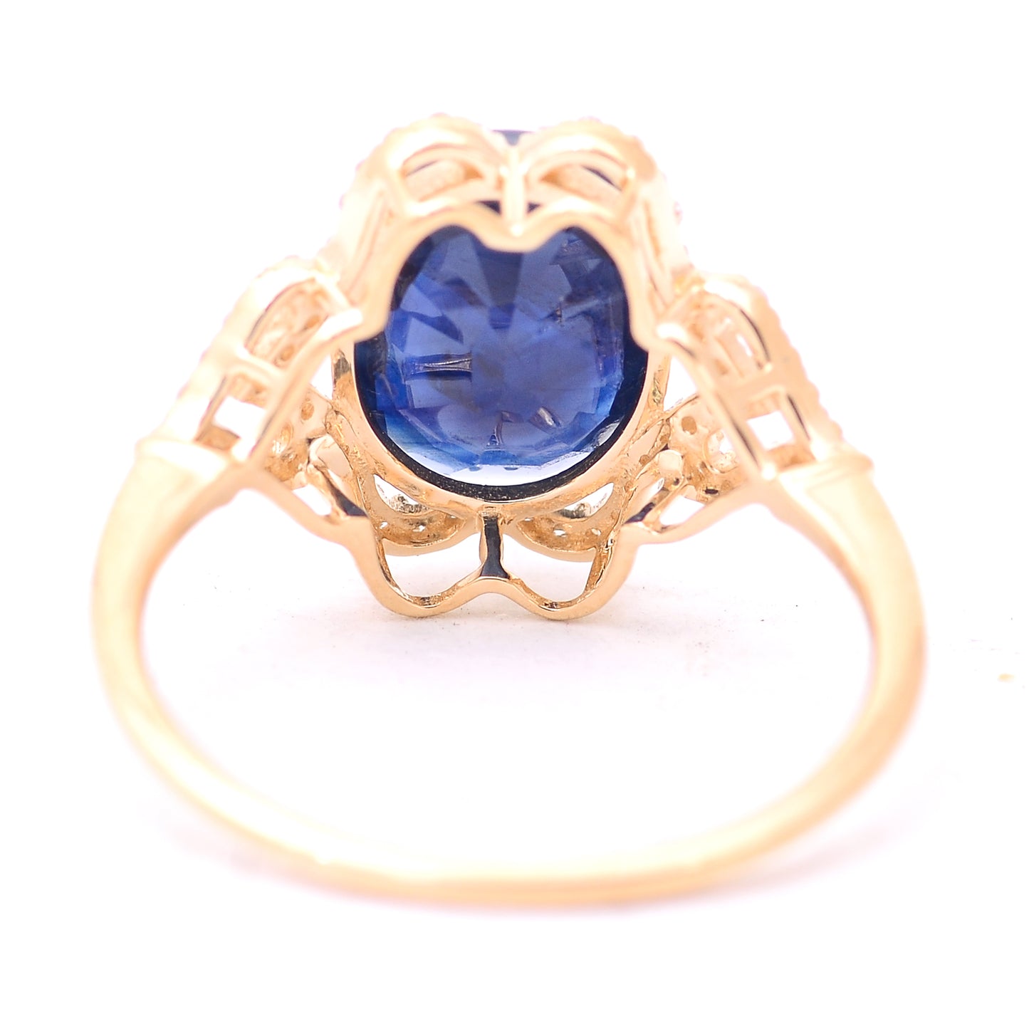 3.78 Ct Oval Mixed Cut Natural Sapphire 14K Gold Ring