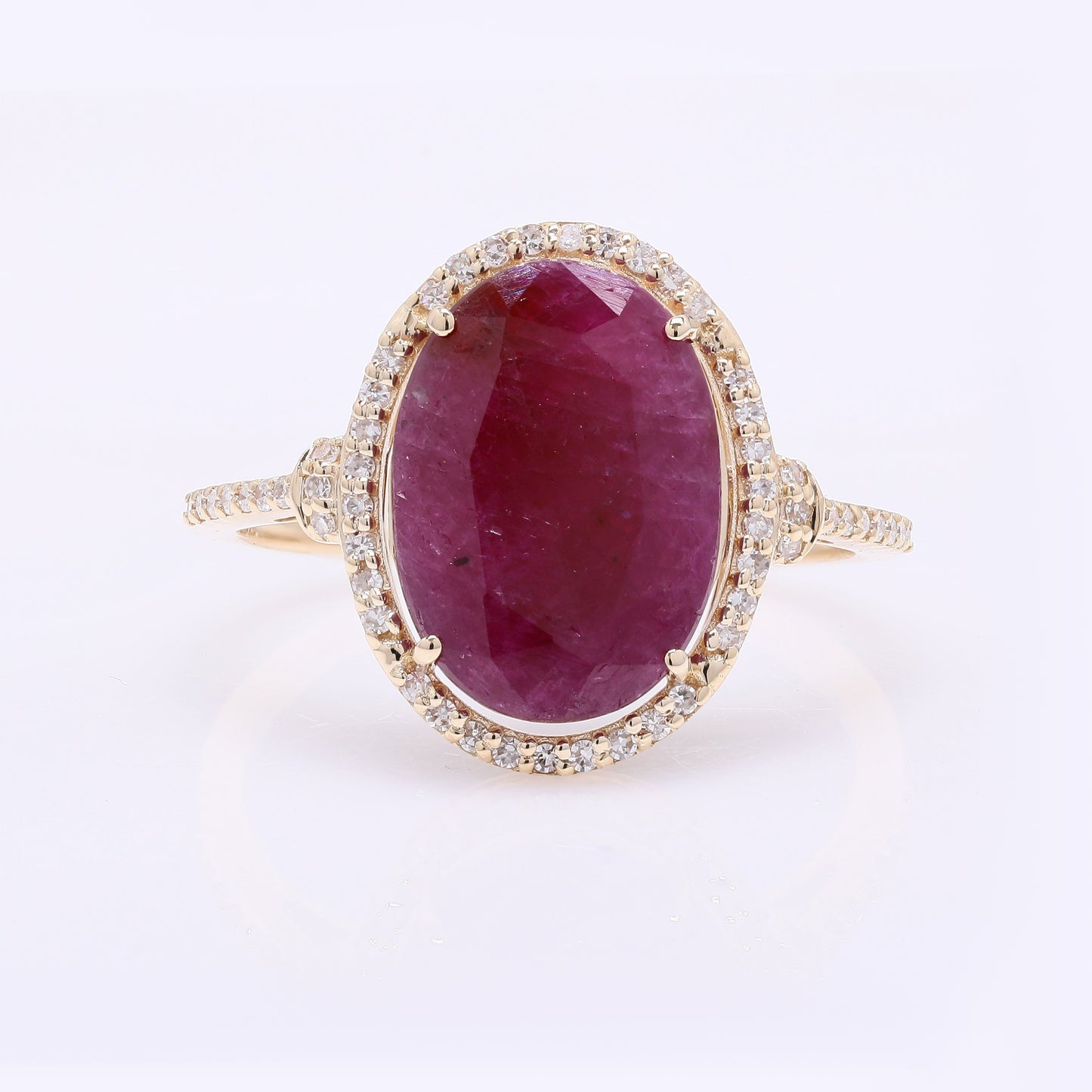 3.25 Ct Oval Mixed Cut Natural Ruby 14K Gold Ring