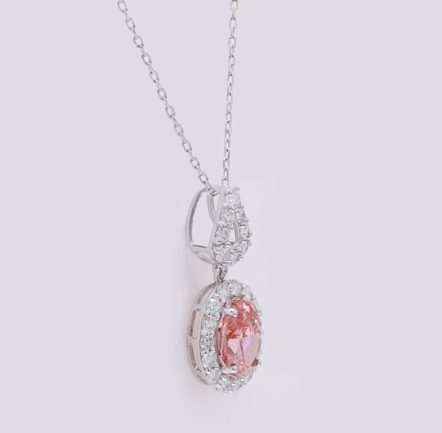 2.13 Carats Fancy Intense Pink Lab Grown Diamond 14K Gold Pendant