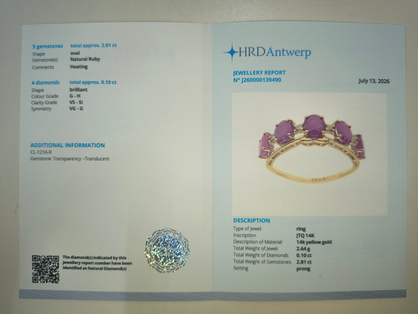 2.91 Ct Oval Natural Ruby 14K Gold Ring