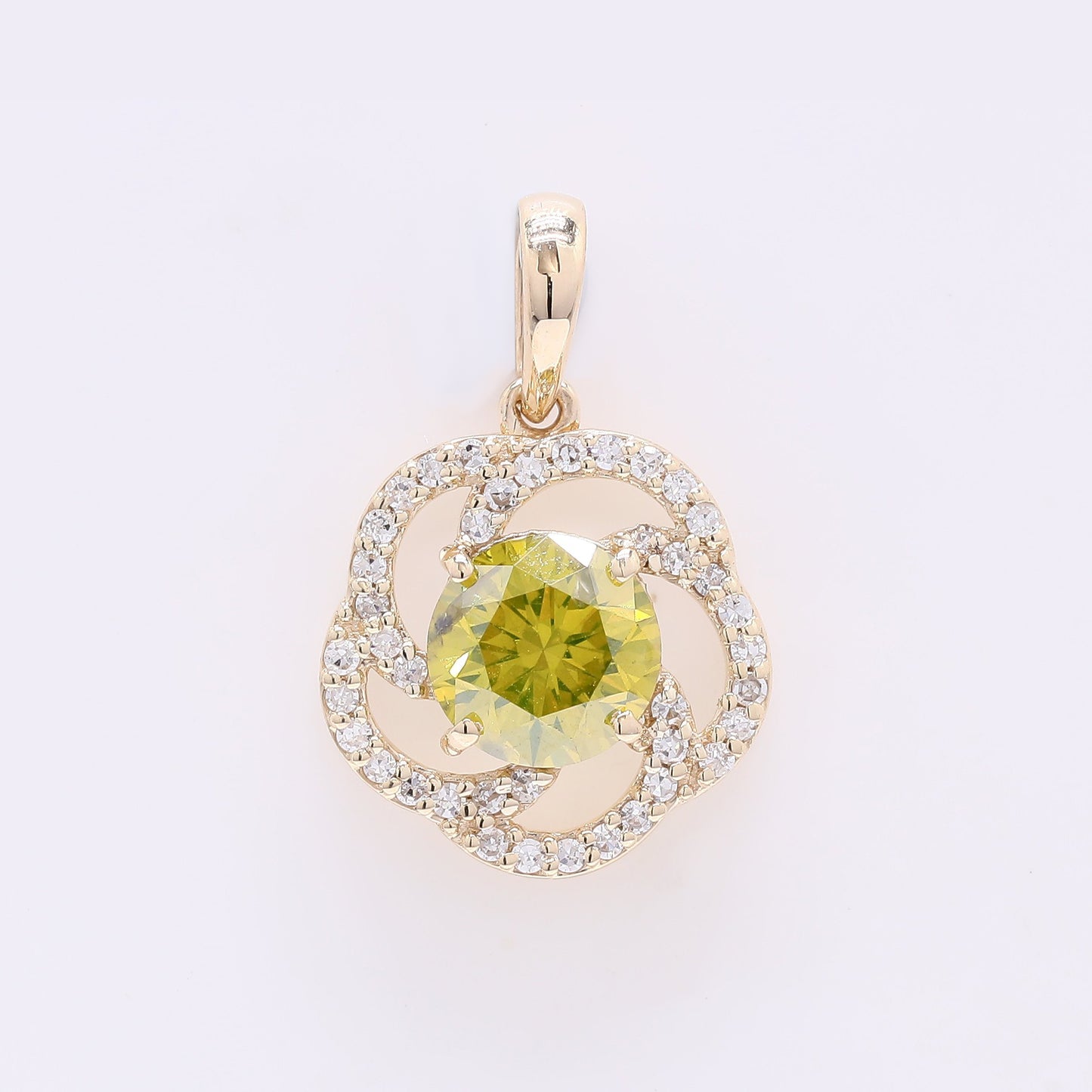 0.99 Ct Round Yellow Diamond 14K Gold Pendant