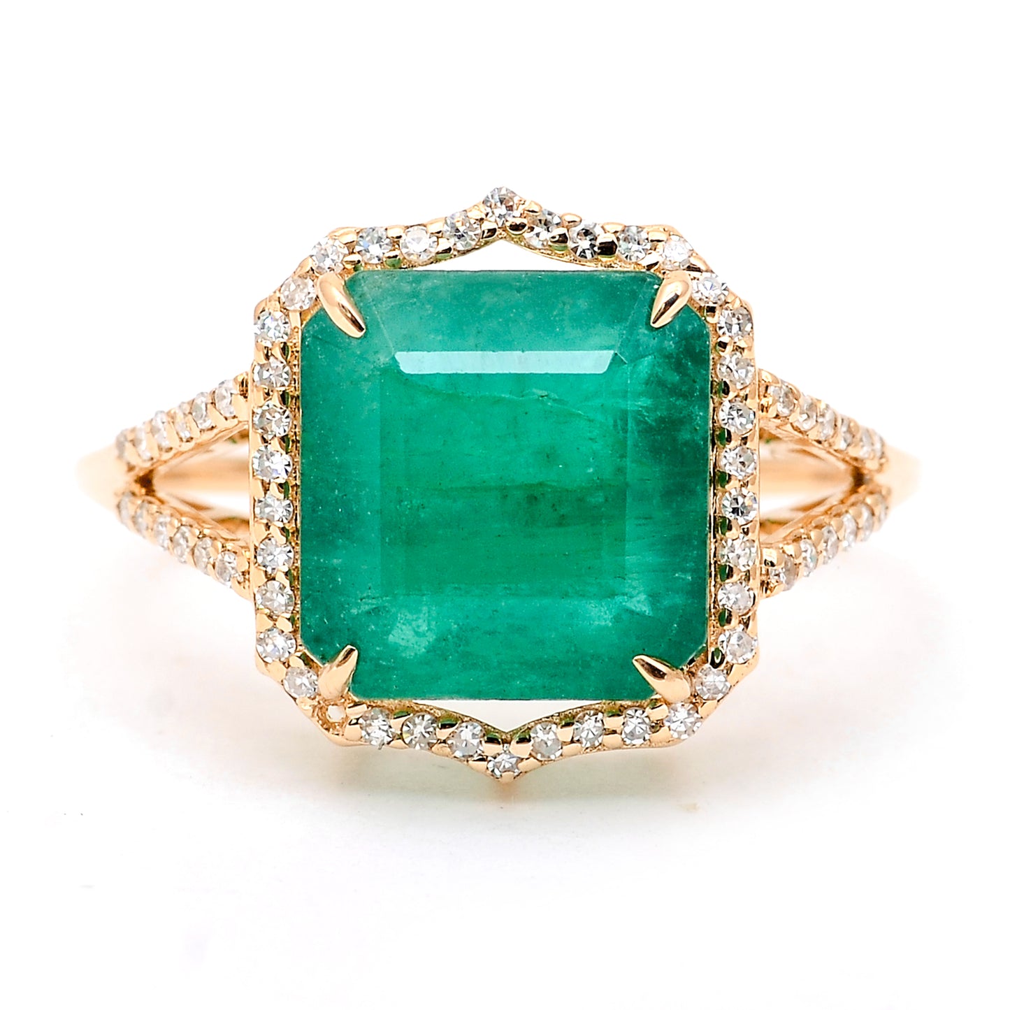 5.51 Ct Octagon Natural Emerald 14K Gold Ring