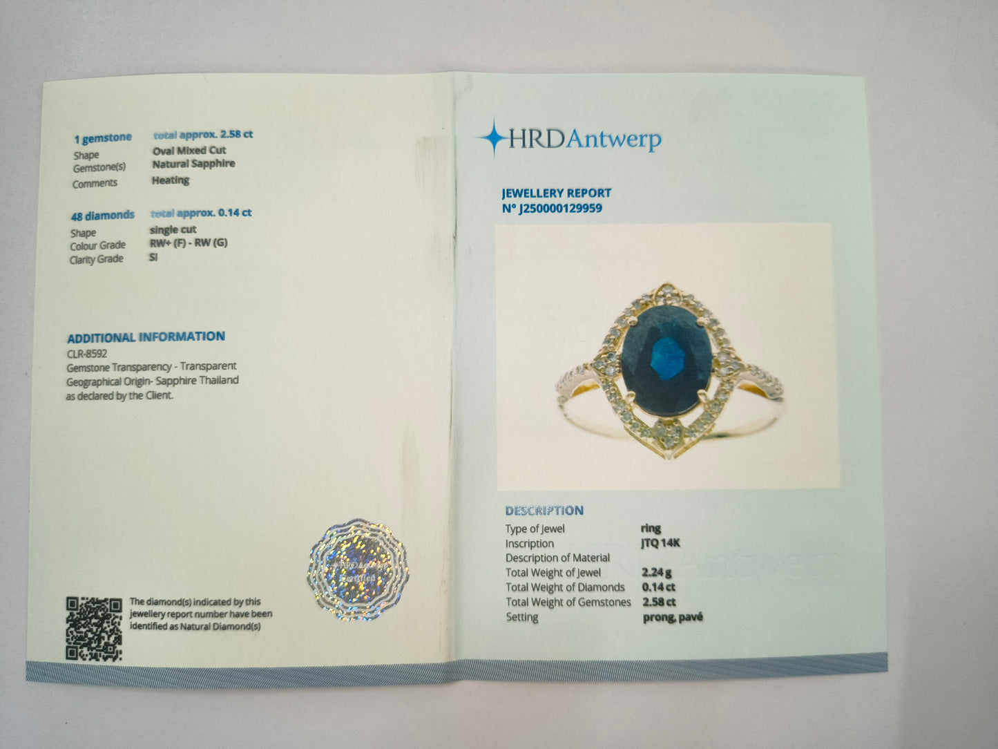 2.72 Ct Oval Natural Sapphire 14K Gold Ring