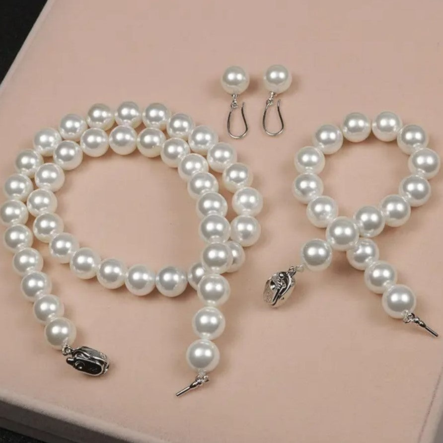 Imitation Pearl Gold Plated Brass Necklace