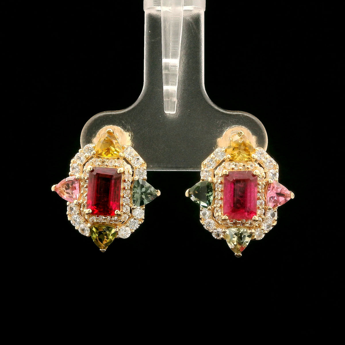 3.12 Ct Octagon Tourmaline 14K Gold Earrings