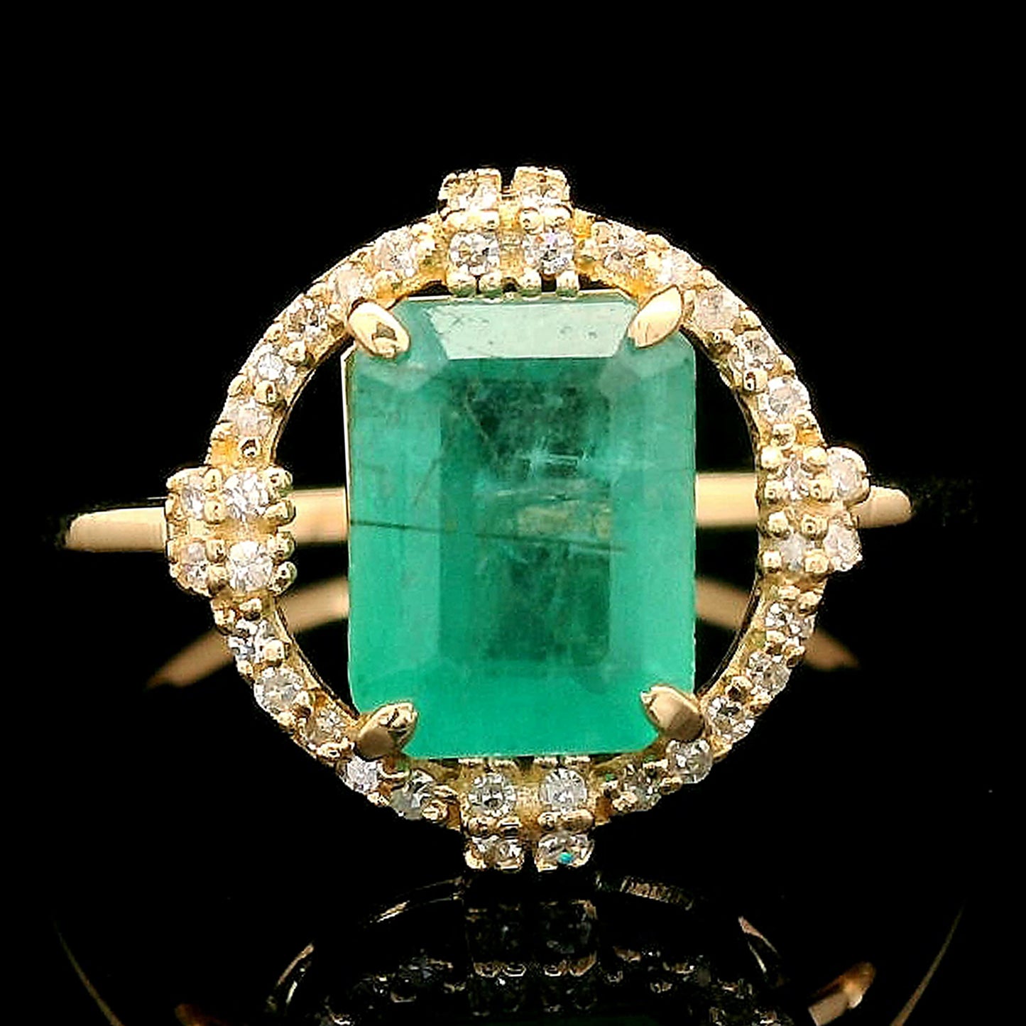 1.75 Ct Octagon Step Cut Natural Emerald 14K Gold Ring