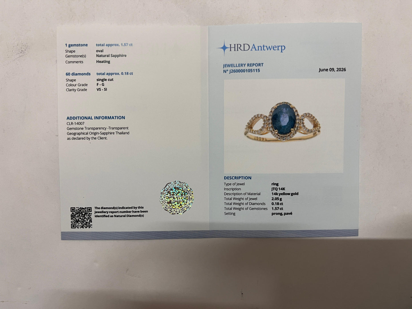 1.75 Ct Oval Mixed Cut Natural Sapphire 14K Gold Ring