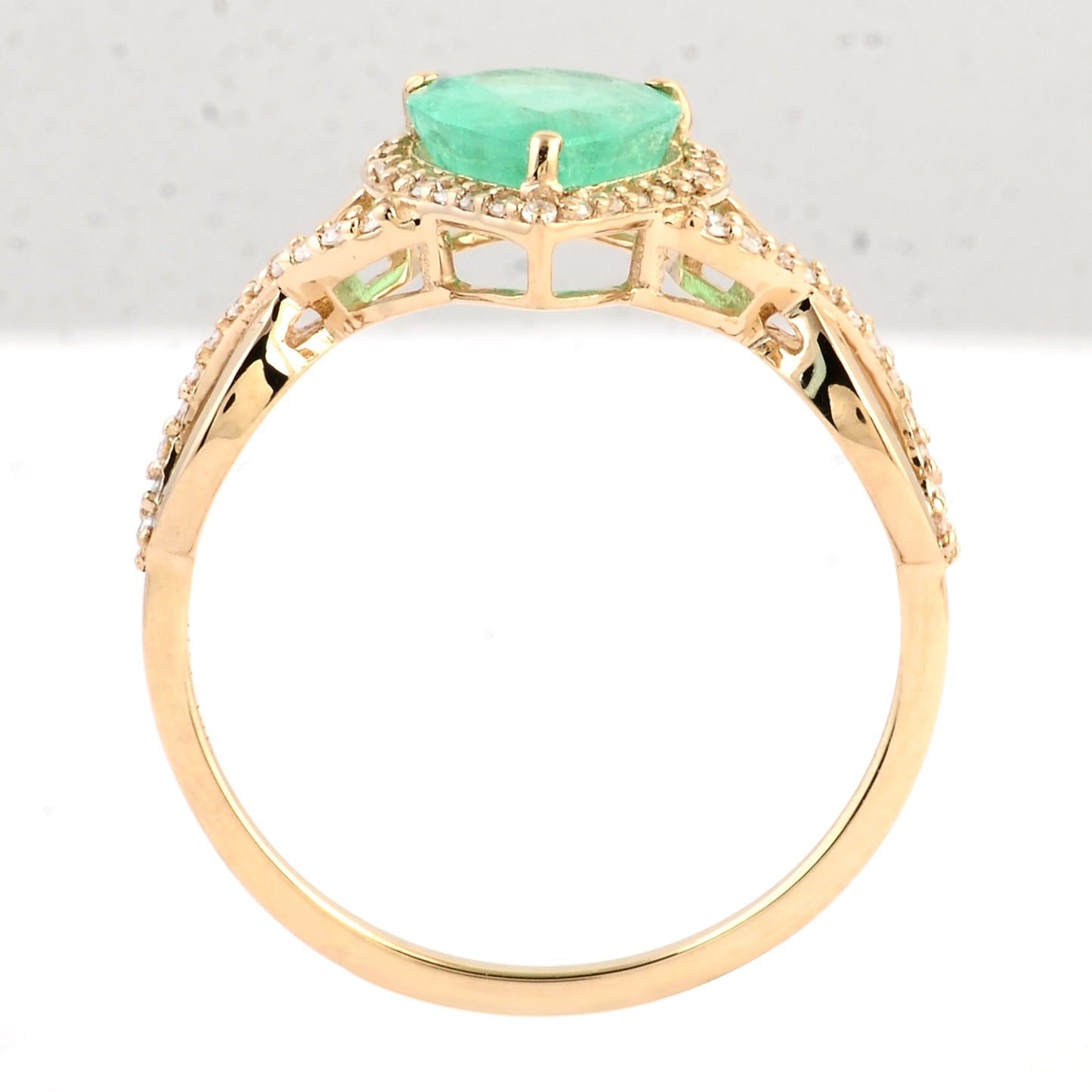 1.40 Ct Pear Mixed Cut Natural Beryl Emerald 14K Gold Ring
