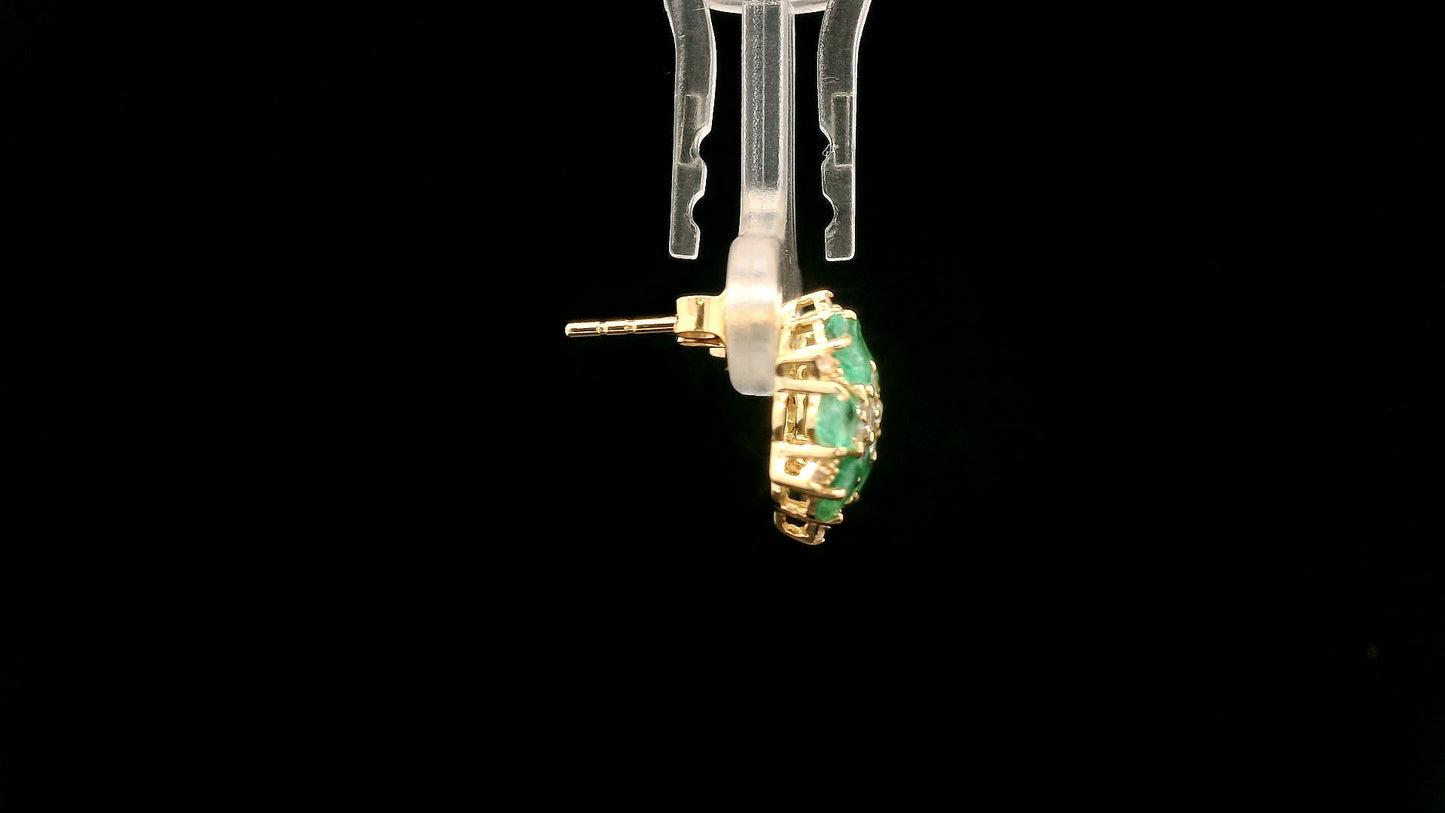 2.05 Ct Oval Emerald 14K Gold Earrings