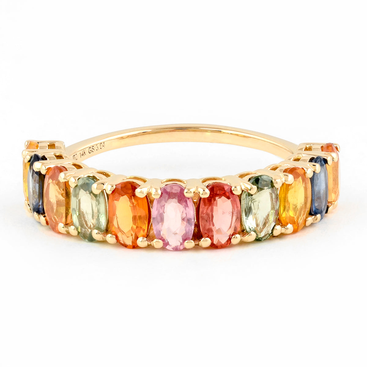 3.04 Ct Oval Multi Sapphire 14K Gold Ring