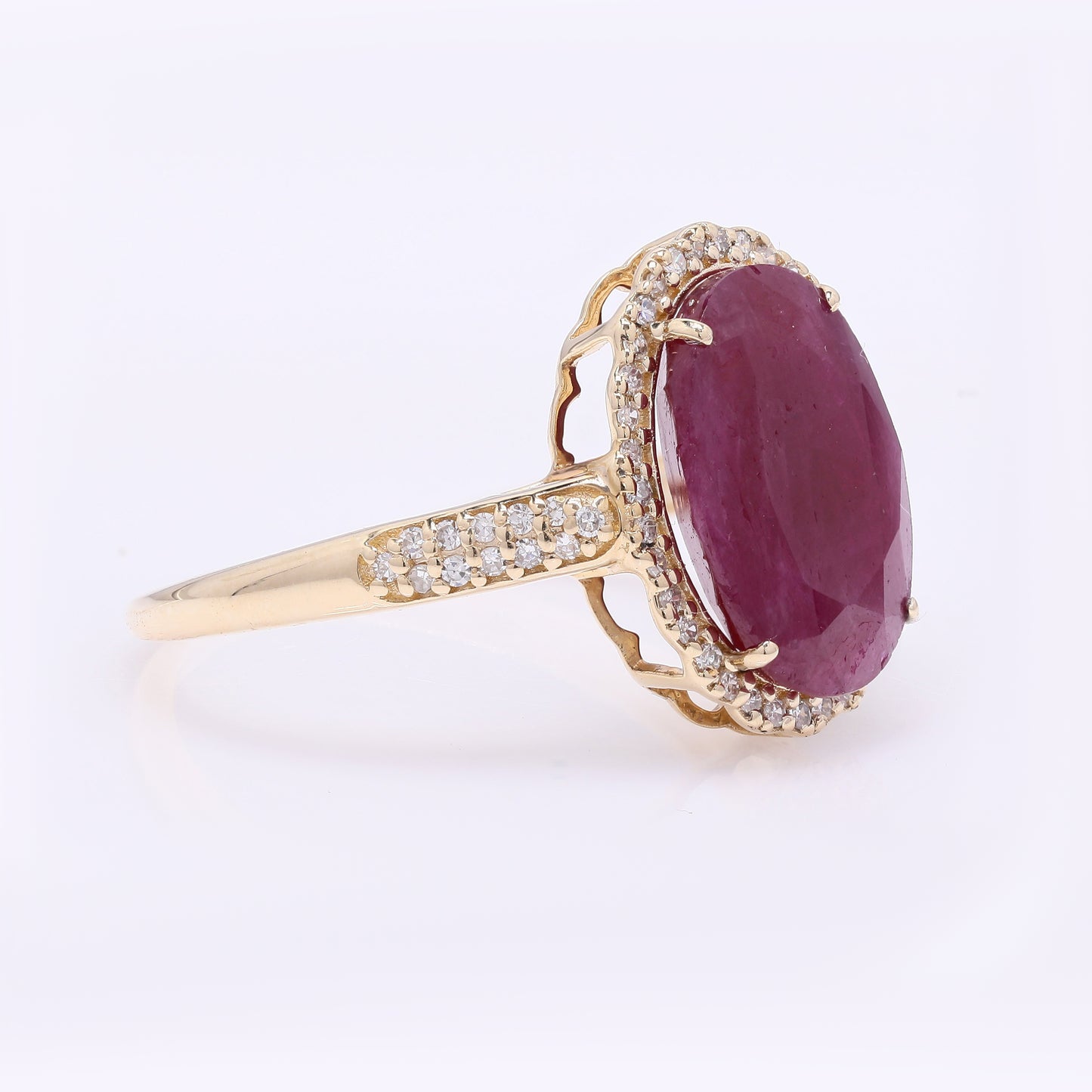 4.66 Ct Oval Mixed Cut Natural Ruby 14K Gold Ring