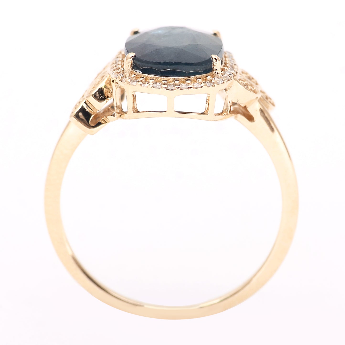 3.70 Ct Oval Mixed Cut Natural Sapphire 14K Gold Ring