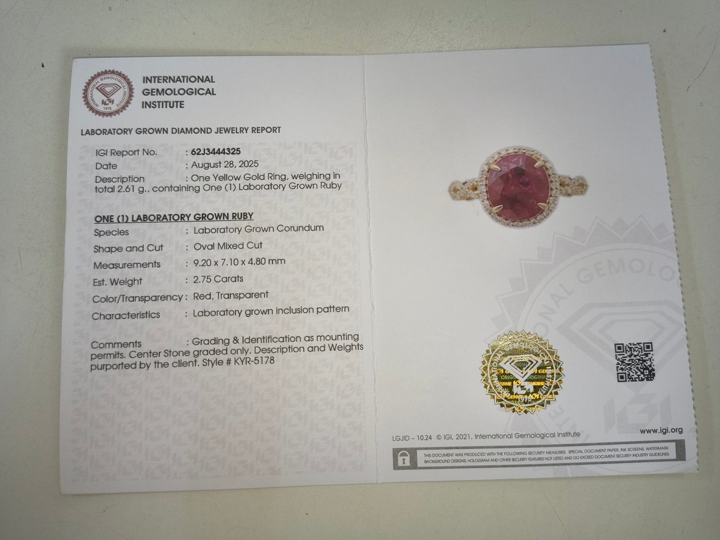 2.92 Ct Oval Mixed Cut Lab Grown Ruby 14K Gold Ring