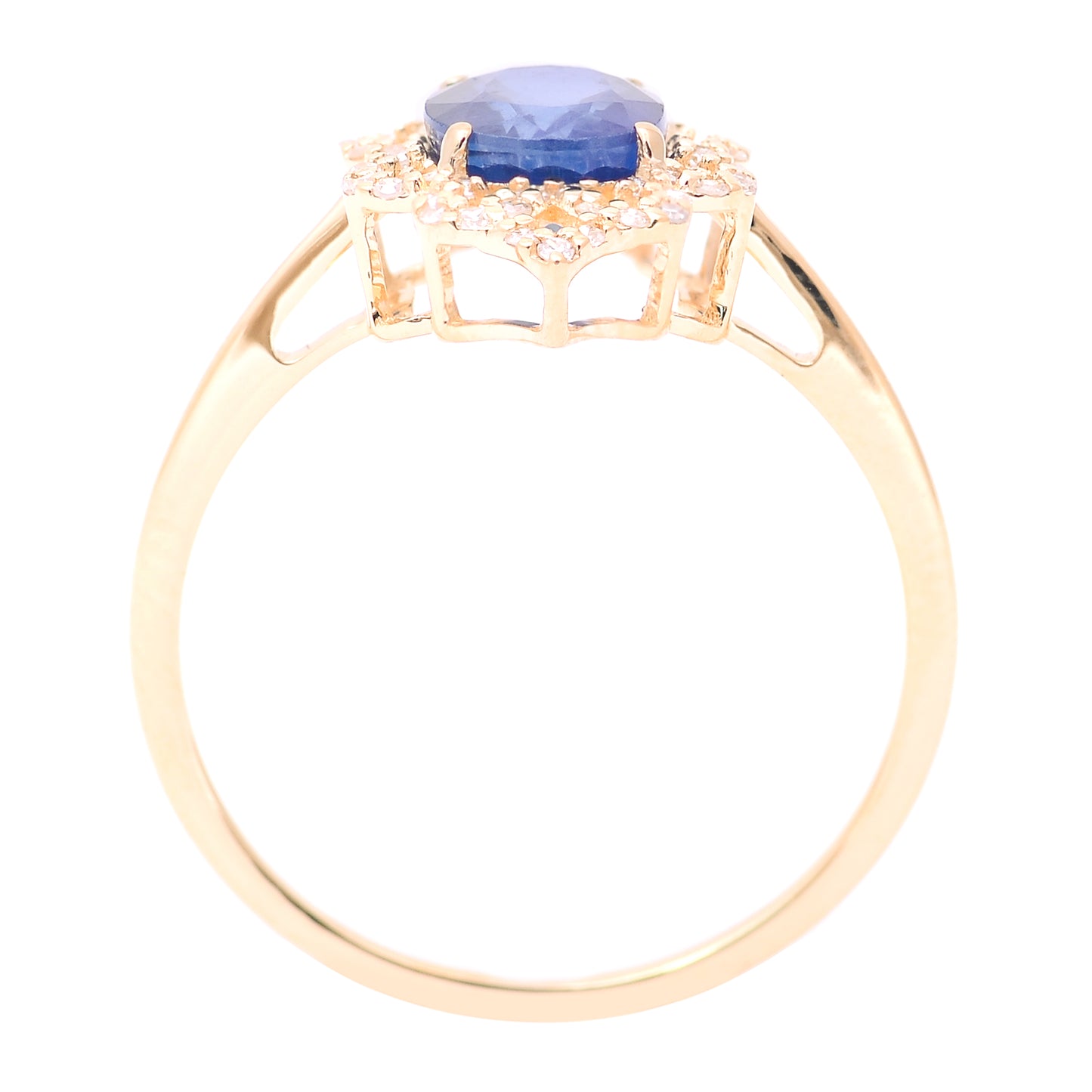 1.81 Ct Oval Mixed Cut Natural Sapphire 14K Gold Ring