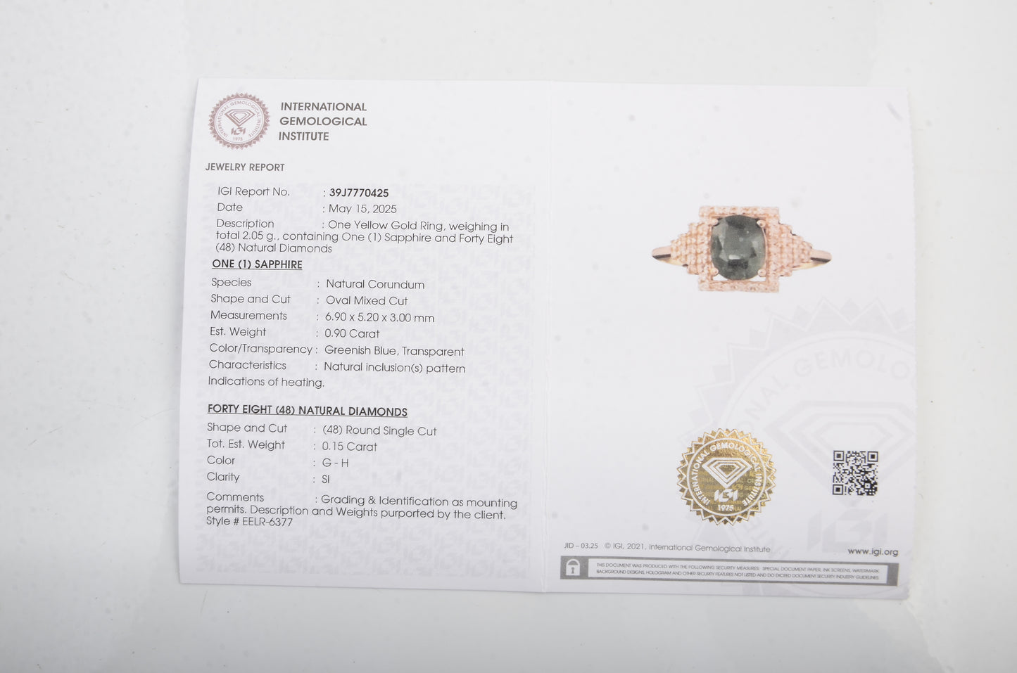 1.05 Ct Oval Mixed Cut Natural Corundum Sapphire 14K Gold Ring