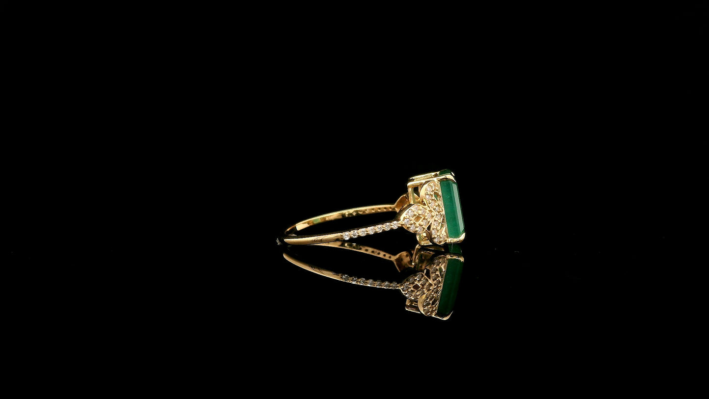 2.48 Ct Octagon Natural Emerald 14K Gold Ring
