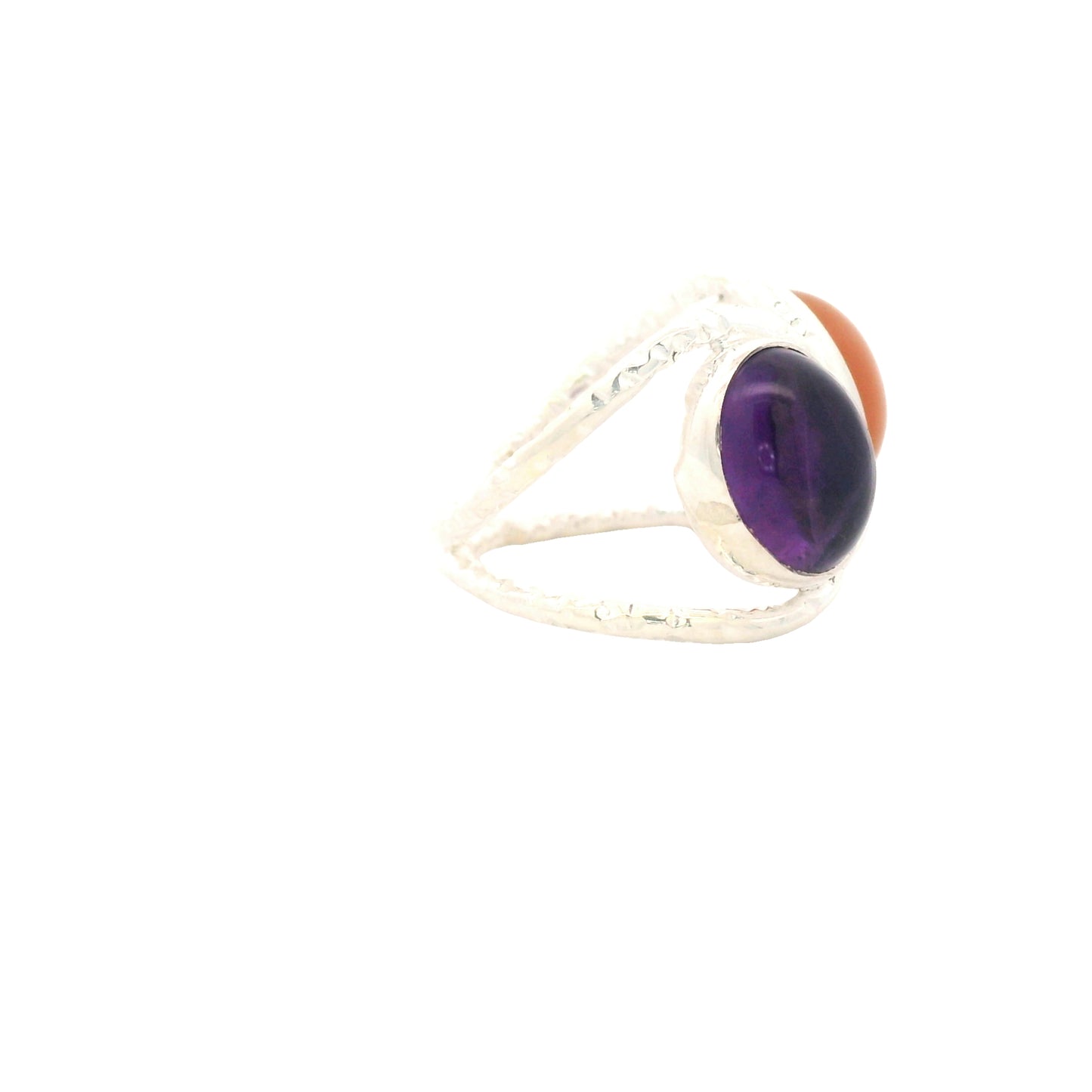 12.63 Ct Amethyst, Moonstone 925 Sterling Silver Ring