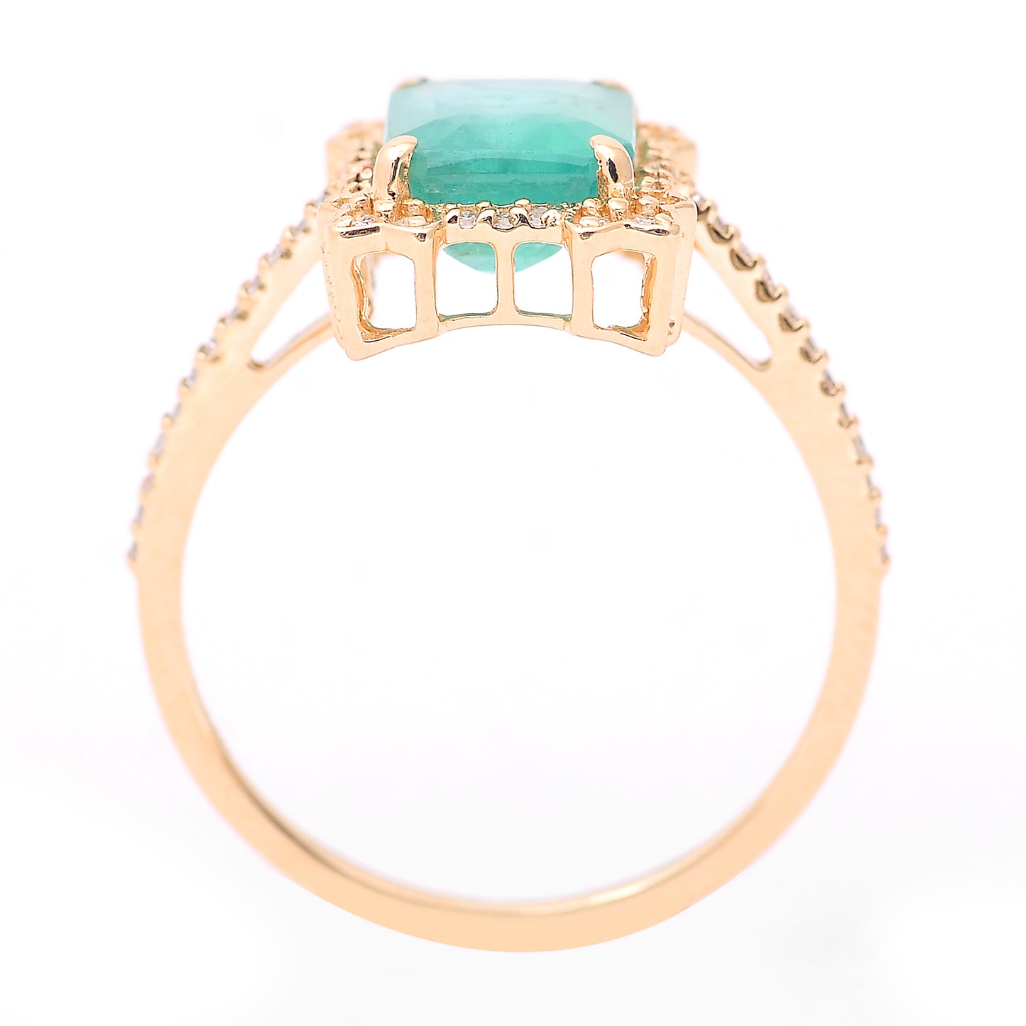 2.26 Ct Octagon Step Cut Natural Emerald 14K Gold Ring