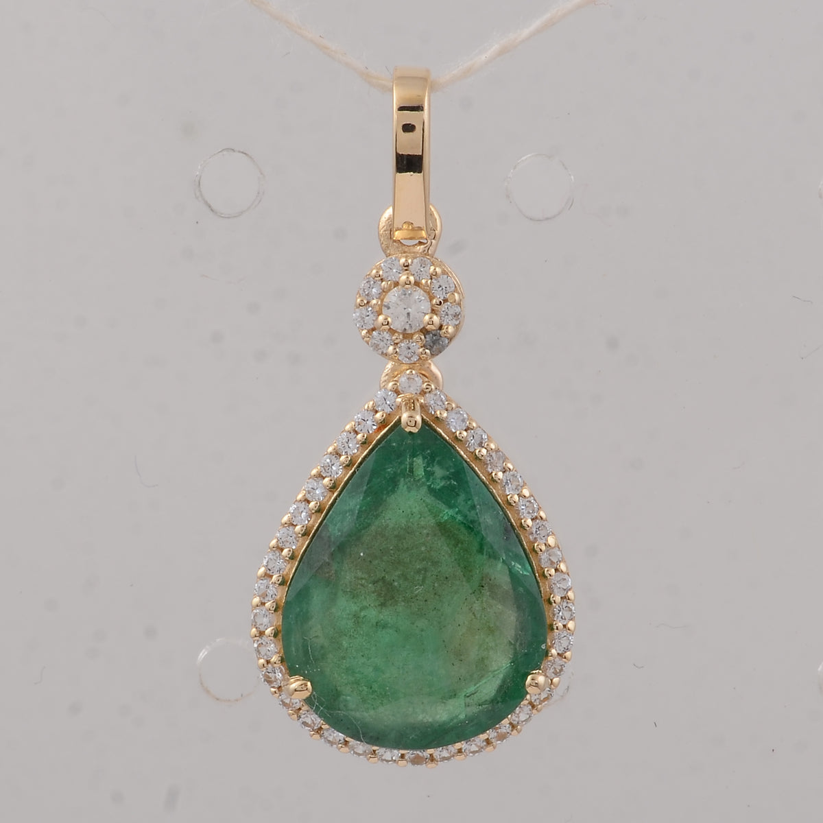 3.41 Ct Pear Emerald 9K Gold Pendant