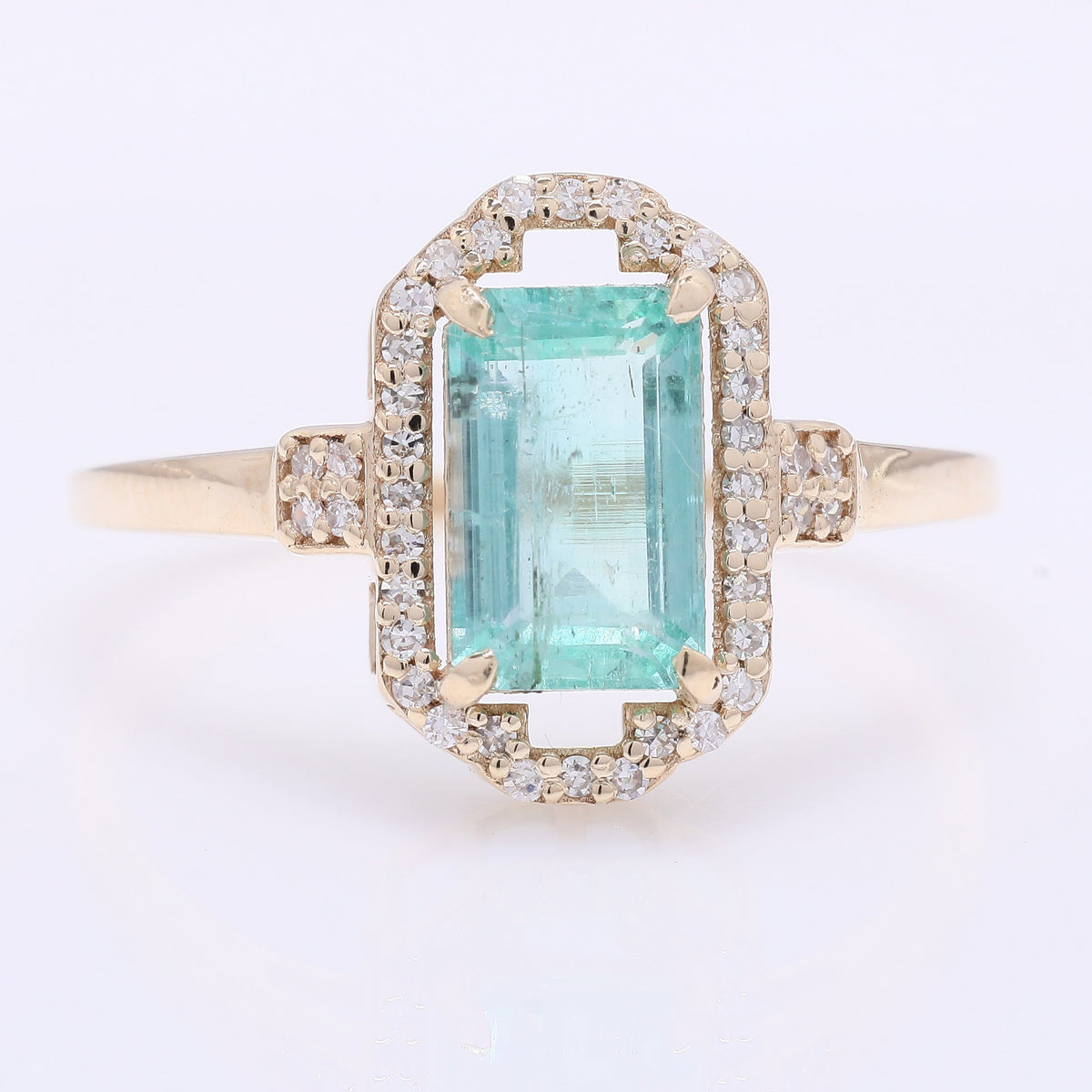 1.47 Ct Octagon Step Cut Natural Emerald 14K Gold Ring