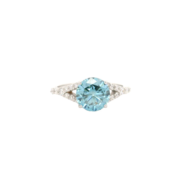 2.25 Carats Blue Lab Grown Diamond 14K Gold Ring