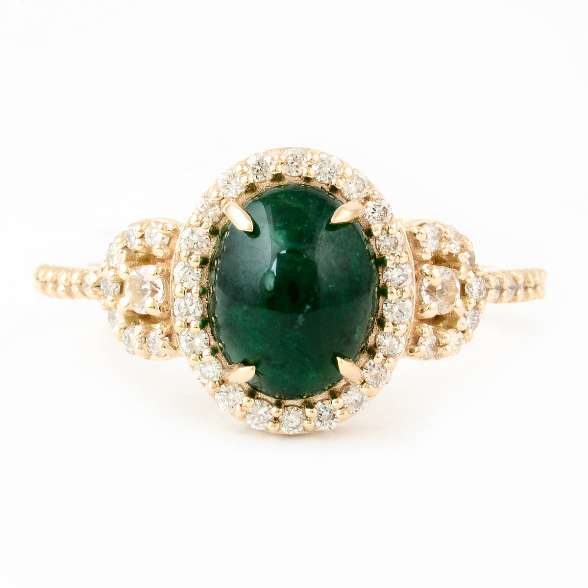 2.39 Ct Oval Natural Beryl Emerald 14K Gold Cocktail Ring
