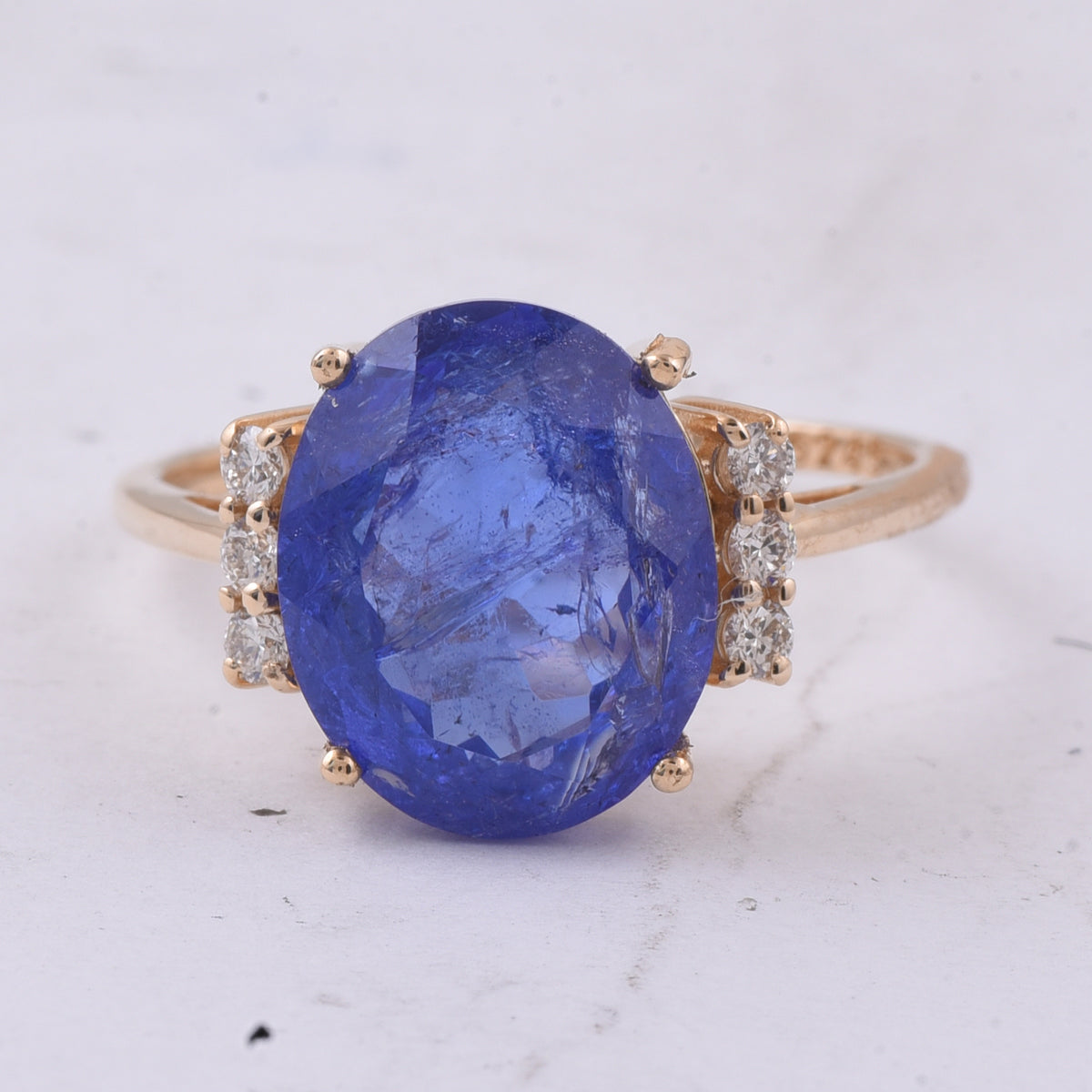 5.41 Ct Oval Natural Tanzanite 14K Gold Ring