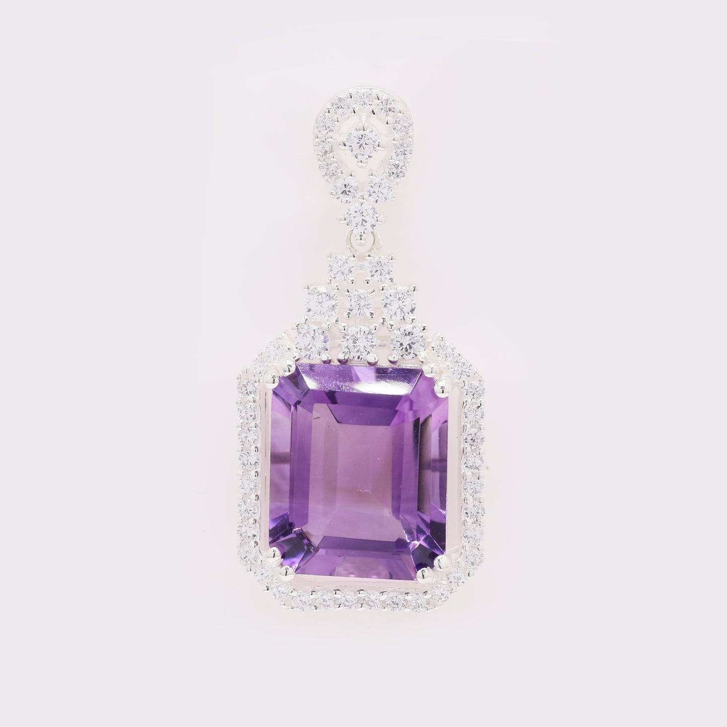 6.14 Ct Octagon Amethyst 925 Silver Pendant