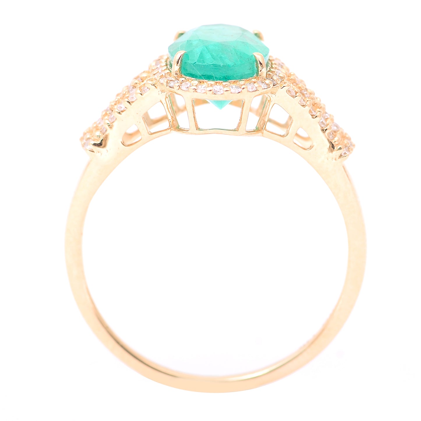 2.07 Ct Oval Mixed Cut Natural Emerald 14K Gold Ring
