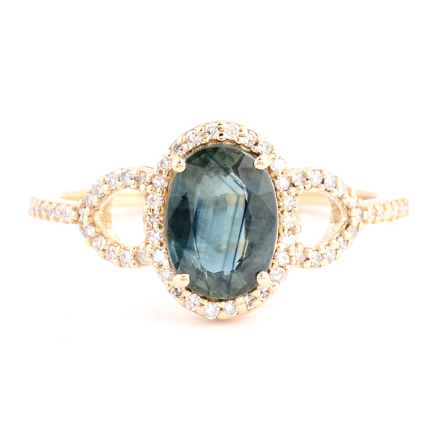 1.57 Ct Oval Mixed Cut Natural Corunum Sapphire 14K Gold Ring