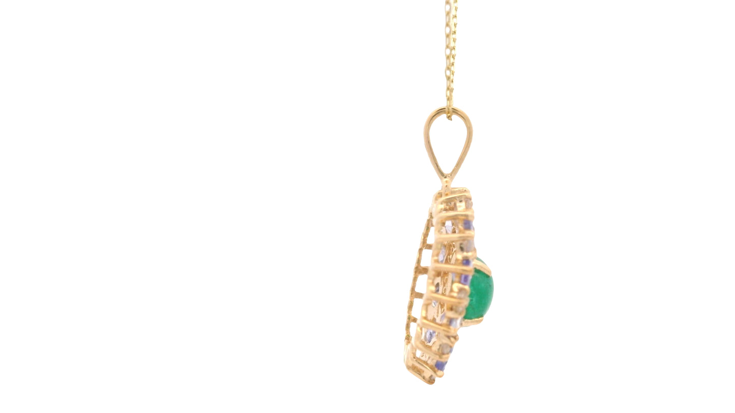 2.13 Ct Round Emerald 14K Gold Pendant