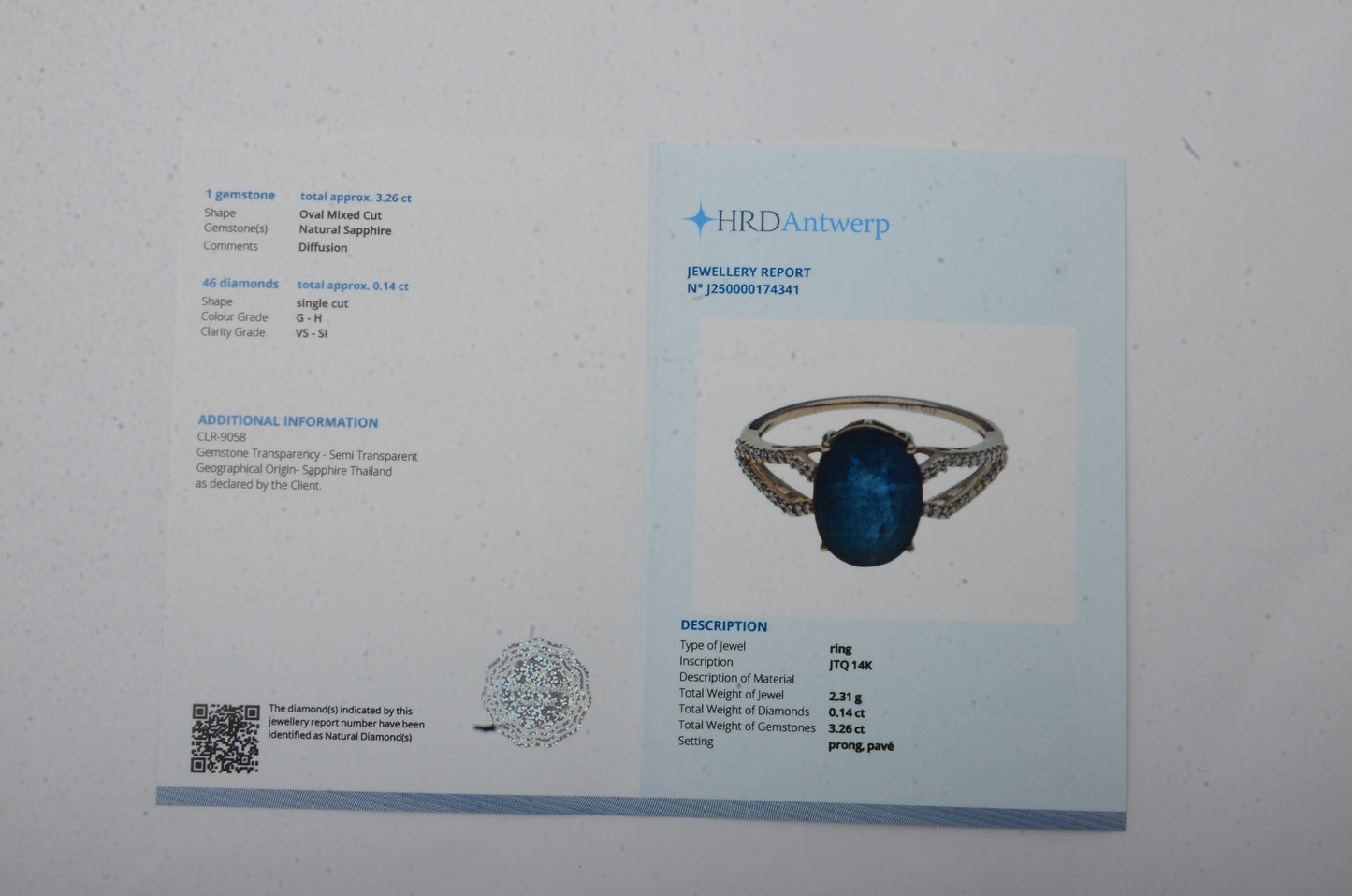 3.40 Ct Oval Mixed Cut Natural Sapphire 14K Gold Ring