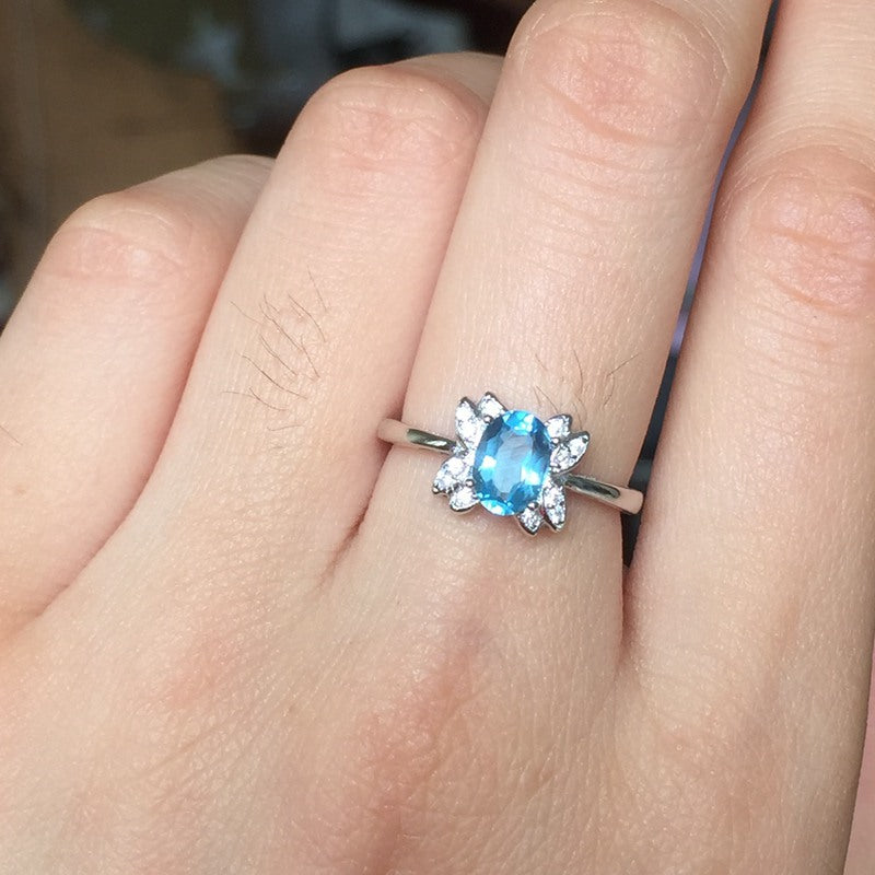 Blue Topaz 925 Sterling Silver Ring