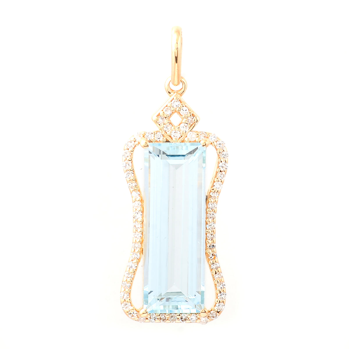 4.01 Ct Rectangle Step Cut Natural Aquamarine 14K Gold Pendant